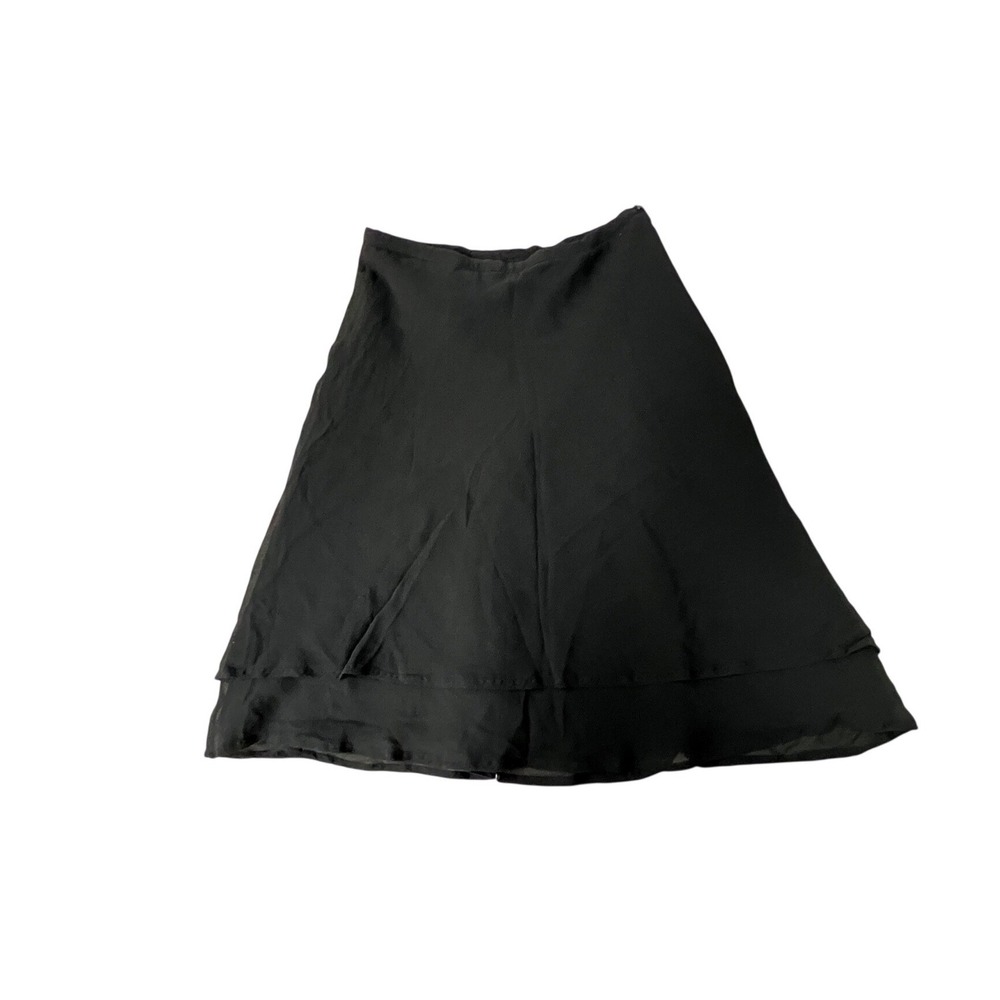 Patrick Christopher Skirt Womens 2P‎ Black Excellent Silk Layered Midi 32318